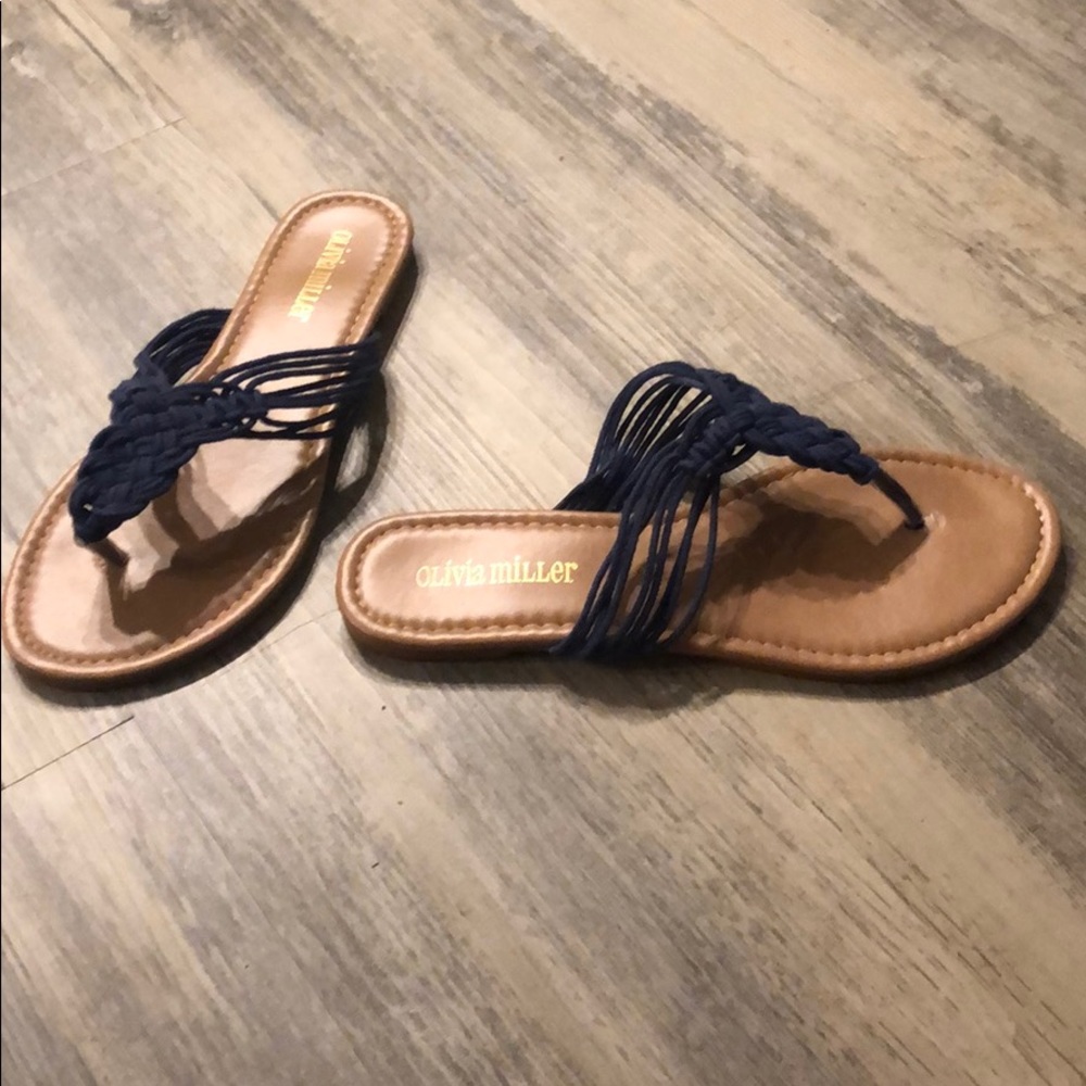 Blue slip on sandals